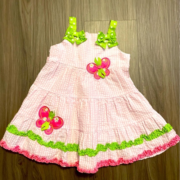 Emily Rose Other - Emily Rose Toddler Girls Pink and Green Butterfly Checkered Gingham Dress size2T